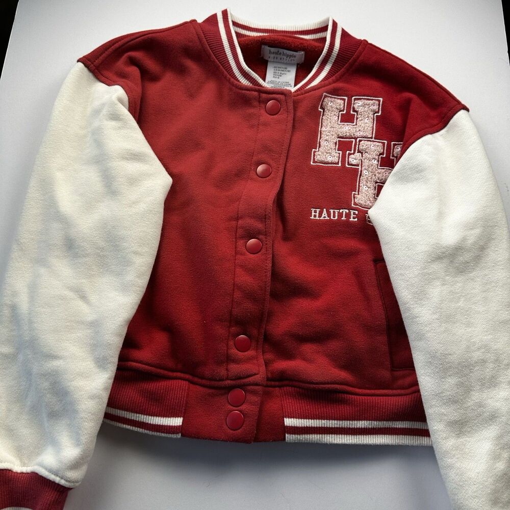 Haute Hippie Varsity Jacket Kids Style Size 7/8 Red Pink White